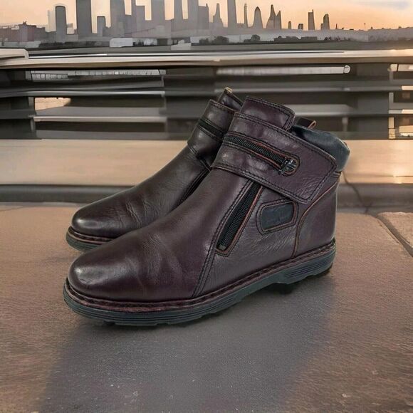 KRISBUT Men's Brown Leather Boots Size 42 US 9 Zippered Ankle Fashion Boot - Picture 8 of 12